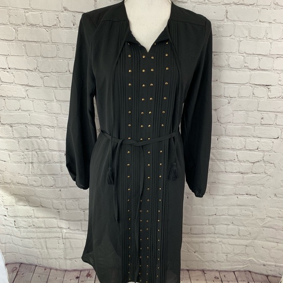 Neiman Marcus Dresses & Skirts - Neiman Marcus Black Gold Studded Long sleeve dress